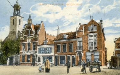 PB3137 De hervormde kerk, het vroegere gemeentehuis, het Baantje en de Kerkstraat, ca. 1914