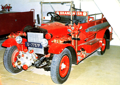 PB3484 Brandweerwagen in het Brandweermuseum, 1978