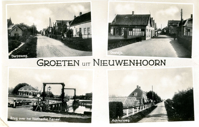 PB4151 Groeten uit Nieuwenhoorn: vier kleine afbeeldingen van Nieuwenhoorn, ca. 1940