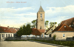 PB4607 Dorpsgezicht, met de toren van de kerk van Nieuw-Helvoet, ca. 1915