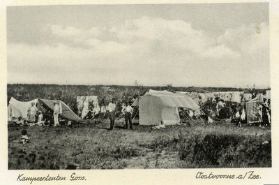 PB4843 Tenten op kampeerterrein Kruininger Gors, ca. 1935