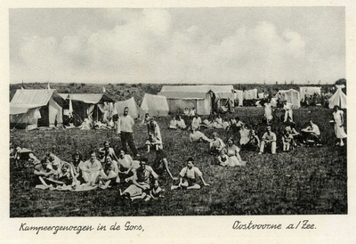 PB4844 Tenten op kampeerterrein Kruininger Gors, ca. 1935
