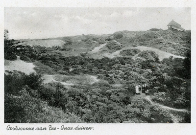 PB5322 Kijkje op de duinen, met de theekoepel van het Reigersnest, ca. 1937