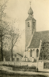 PB5348 De kerk van Oostvoorne, getekend door de heer Spoon, ca. 1930