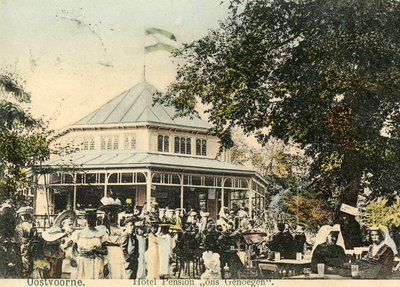 PB5802 Restauratiezaal van Hotel Ons Genoegen in een paviljoen, ca. 1904