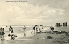 PB5910 Kinderen vermaken zich langs de vloedlijn met het zoeken van schelpen, ca. 1920