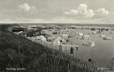 PB7118 Strand met strandtenten, ca. 1950