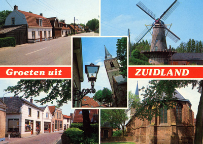 PB9835 Groeten uit Zuidland: vijf kleine afbeeldingen, ca. 1985