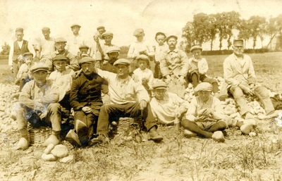 PB10037 Arbeiders in een akker tijdens de oogst van aardappelen, ca. 1915