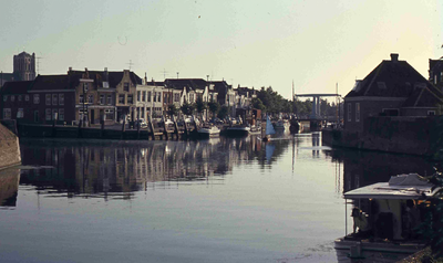 DIA01255 Kijkje op het Maarland Zuidzijde en de Maarlandse haven vanaf de Rochus Meeuwiszoonweg; ca. 1975