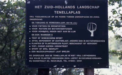 DIA30610 Informatiebord van het Zuid-Hollands Landschap over de Tenellaplas; ca. 1985