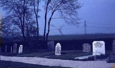 DIA39240 De begraafplaats rond de kerk van Simonshaven; ca. 1980