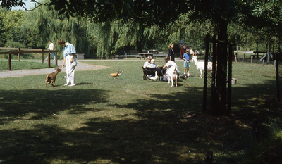 DIA42643 Bezoekers op de Kinderboerderij De Trotse Pauw; Augustus 1990