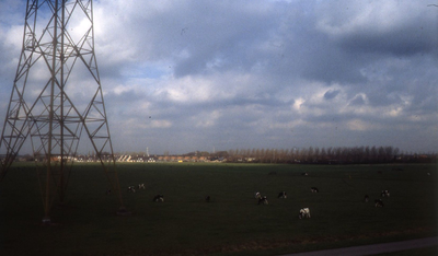 DIA42849 Uitzicht vanaf de kruising Aaldijk en Hekelingseweg. Op de achtergrond Hekelingen; September 1988