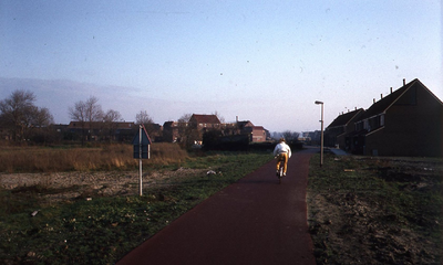 DIA44163 De Meeldijk, met rechts de woningen aan de Scherpgras; Februari 1982