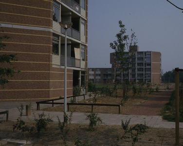 DIA44271 Appartementen aan de Hoepelmaker, fietspad de Fietsenmaker; Augustus 1983