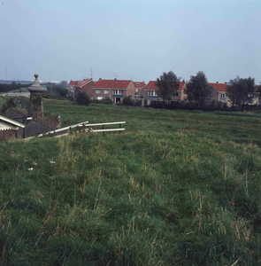 DIA_GF_1155 De beer en de woningen langs het De Rijckplein in Meeuwenhoorn, gezien vanaf Bastion IX; ca. 1970