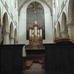 DIA_GF_1183 Het orgel en het bord met de Tien Geboden in de St. Catharijnekerk; ca. 1970