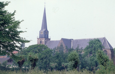DIA_GF_1410 De kerk van Geervliet vanaf het fietspad langs de Groene Kruisweg; 6 juni 1980