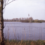 DIA_GF_1589 Het eilandje met aalscholvers in het Brede Water; 2 april 1990