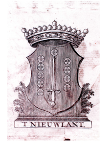 BR_DERIK_WATERSCHAP_218 Afdruk van het koperen wapenplaatje van 't Nieuwland (1726); 2004