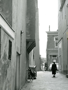 BR_WELLESLOP_005 Kijkje op het Welleslop, met een erker aan de achtergevel van Nobelstraat 14; 1962