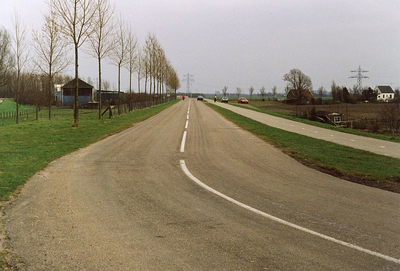 GV_OUDHOENDERHOEKSEDIJK_03 Zicht op de Middeldijk vanaf de Oud Hoenderhoeksedijk. Links het Roekenbos, recht enkele ...