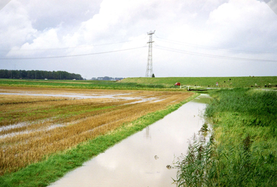 HK_WATEROVERLAST_011 Hoog water in de sloten in de polder Oud-Schuddebeurs tijdens de wateroverlast in september 1998; ...