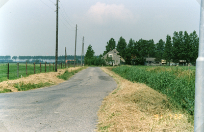 RO_HIPPELSEWEG_05 De Hippelseweg met links afslag Voet of Kraagweg en Verhoeve stee . Boerderij van Leen Kruik; 1991