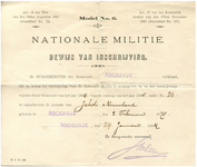 NLJ005 Jakob Nieuwland (1875-1962), Nationale Militie, bewijs van inschrijving voor de lichting van het jaar 1895, ...
