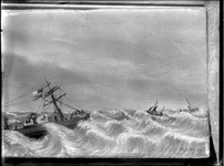 GN1022 C.W. Smith, Zeegezicht, schepen in de storm ; ca. 1920