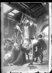 GN2206 Reproductie van een gravure van de ophanging van de martelaren