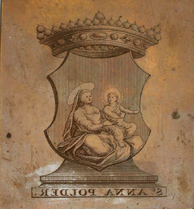 F0103 Het koperen wapenplaatje van St. Annapolder, 1743; 2003