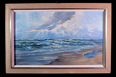 F0119 Schilderij van Meeuwis van Buuren van het strand, 20e eeuw; 2003