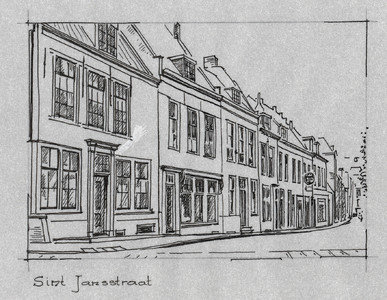 1030-44 Sint Janstraat te Middelburg gezien vanaf de kruising tussen de Nieuwe Haven en de Turfkaai