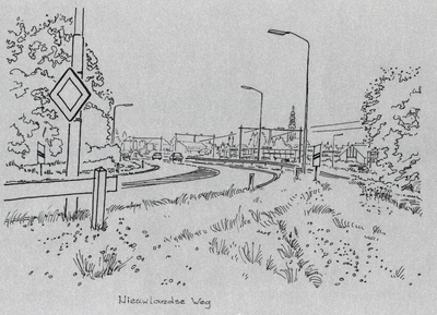 1030-86 Nieuwlandse Weg. Nieuwlandseweg te Middelburg gezien in de richting van het centrum