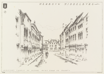 117-11 Herbouw Middelburg. Gezicht vanuit de Nieuwe Burg naar de Markt. Gezicht vanuit de Nieuwe Burg naar de Markt te ...