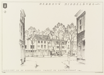 117-13 Herbouw Middelburg. Gezicht op de Bodenplaats vanuit de Zusterstraat. Gezicht op de Bodenplaats vanuit de ...