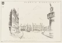 117-5 Herbouw Middelburg Markt gezien vanuit de Lange Noordstraat. De Markt te Middelburg, vanuit de Lange Noordstraat