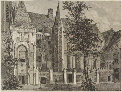156 Hall of the States. Gezicht op een deel van het Abdijplein te Middelburg met de zogenaamde Witte toren