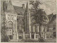156 Hall of the States. Gezicht op een deel van het Abdijplein te Middelburg met de zogenaamde Witte toren