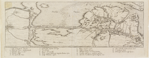 171 Scaldis Fluvius. Gezicht op het gebied aan de oever van de Schelde bij de Kruisdijk in de polder Beveren, met de ...