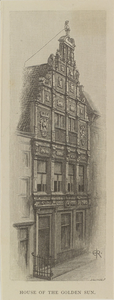 175 House of the Golden Sun. Gevel van het huis de Gouden Sonne aan de Lange Delft te Middelburg, verwoest in mei 1940