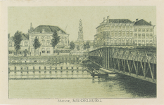 238 Haven, Middelburg. Gezicht op de stationsbrug, het kanaal door Walcheren, Stationsstraat, Blauwedijk en Loskade, ...
