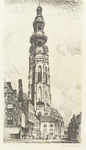 252 Gezicht op de Abdijtoren te Middelburg, met de Wal en Koorkerkhof