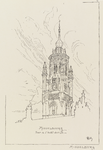 264 Middelbourg Tour de l' hotel-de-ville. De toren van het stadhuis aan de Grote Markt te Middelburg.Uit een Franse ...