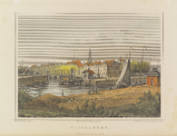 317 Middelburg. Gezicht op de Rouaansekaai en Dwarskaai te Middelburg, met haven, stoomraderboot en Spijkerbrug, van ...