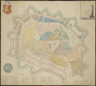 98 Plattegrond der stad Middelburg, zooals die was anno 1739. met aanwijzing van den loop der riölen. Plattegrond van ...