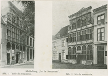 A-507 Middelburg, In de Steenrotse . Afb. 1. Vóór de restauratie. Afb. 2. Na de restauratie.. Twee afbeeldingen van het ...