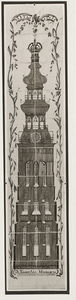 B-1144 Deabdijtoren, de Lange Jan, te Middelburg, afgebeeld op een tegeltableau in het Museum De Lakenhal te Leiden